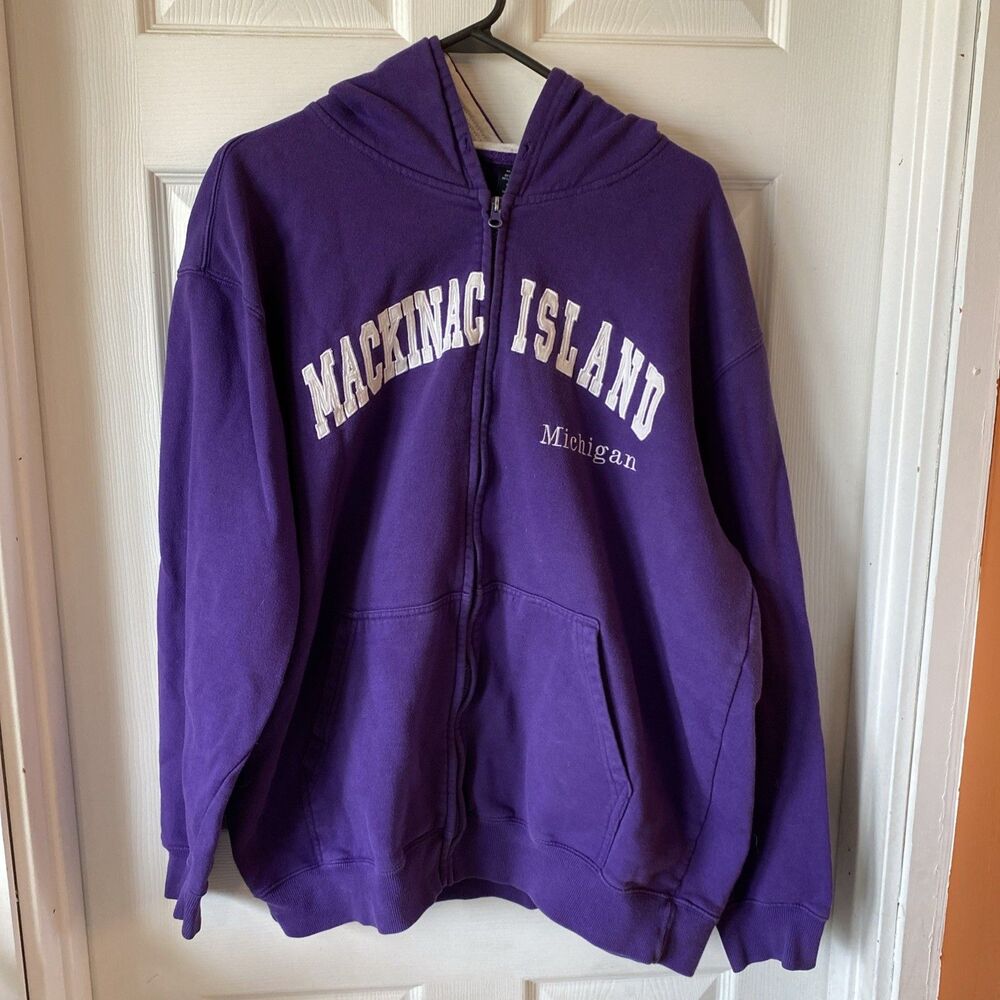 Mackinac Island Michigan Hoodie Women’s Size 2XL Purple Full Zip